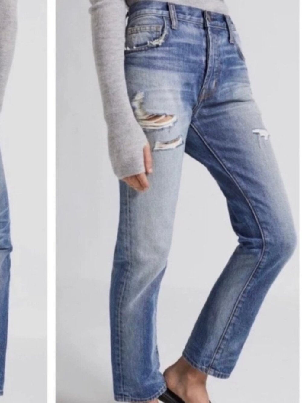 Current Elliott The Slouchy Skinny Jeans Light Blue Wash Distressed size 26